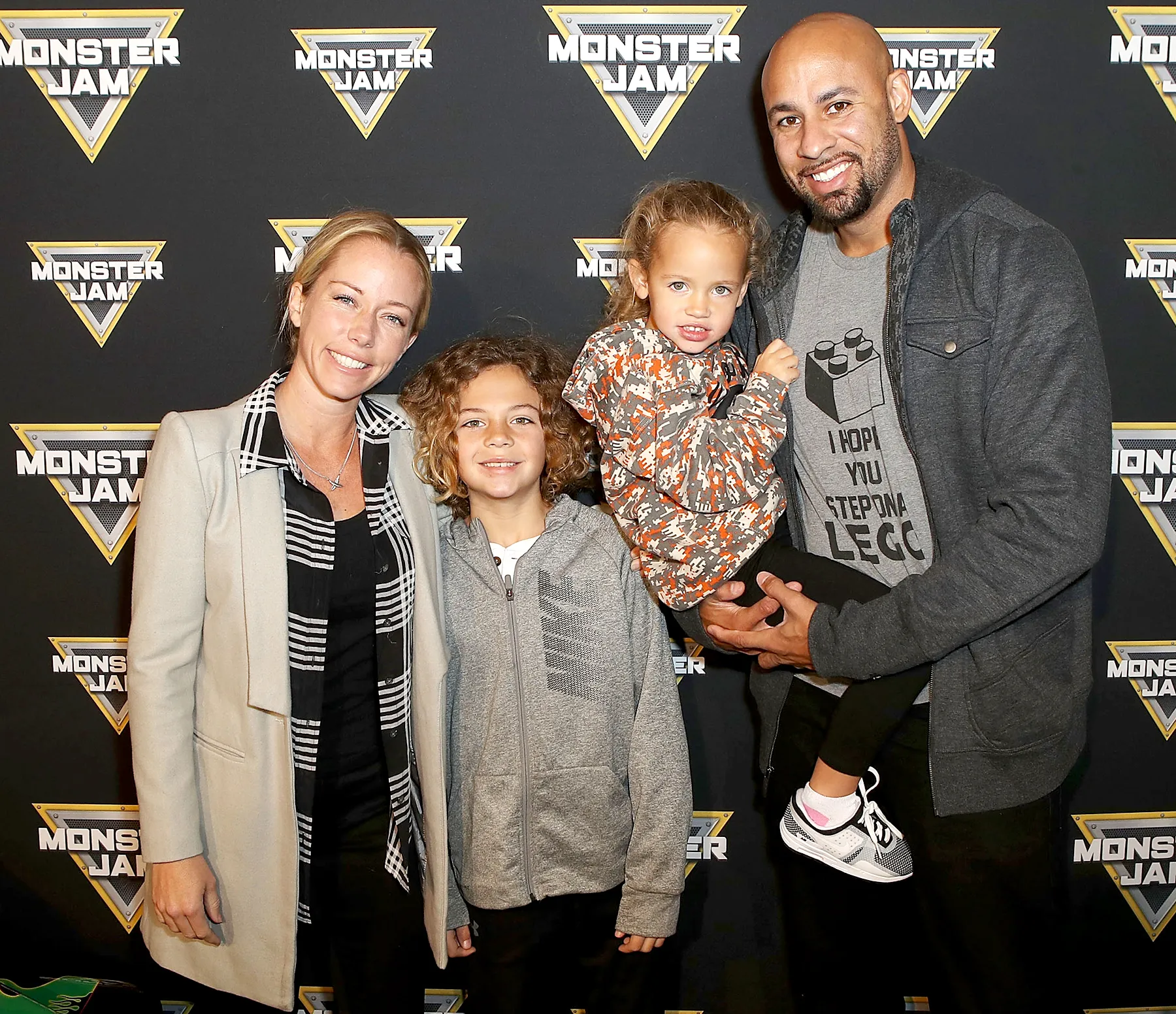 Kendra-Wilkinson-Baskett,-son-Hank,-daughter-Alijah,-and-Hank-Baskett