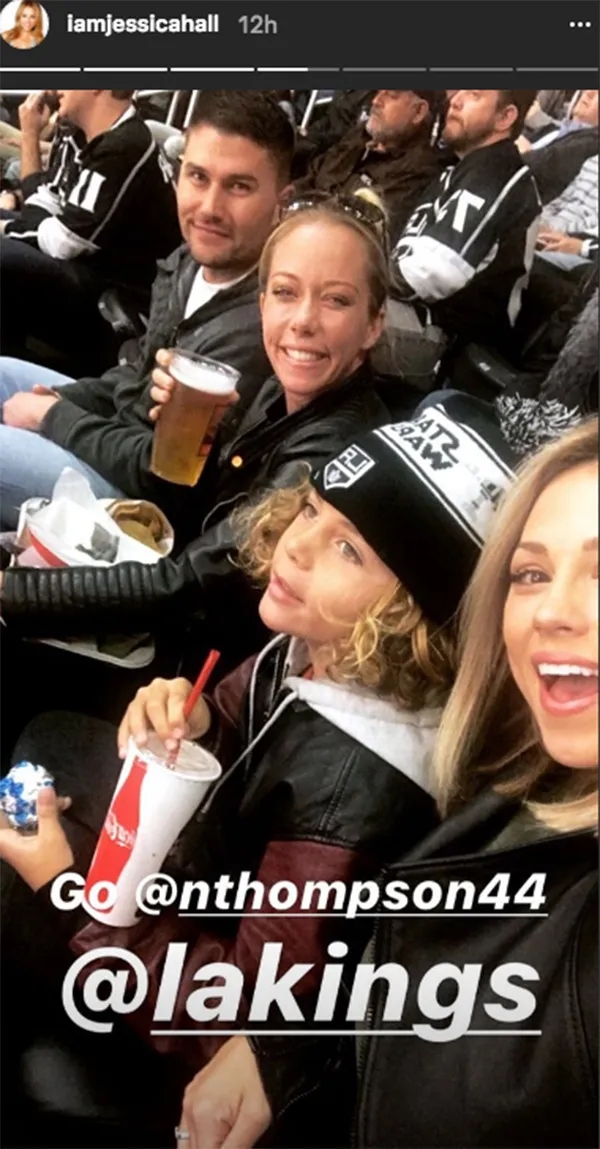 Kendra Wilkonson and son Hank attend basketball game