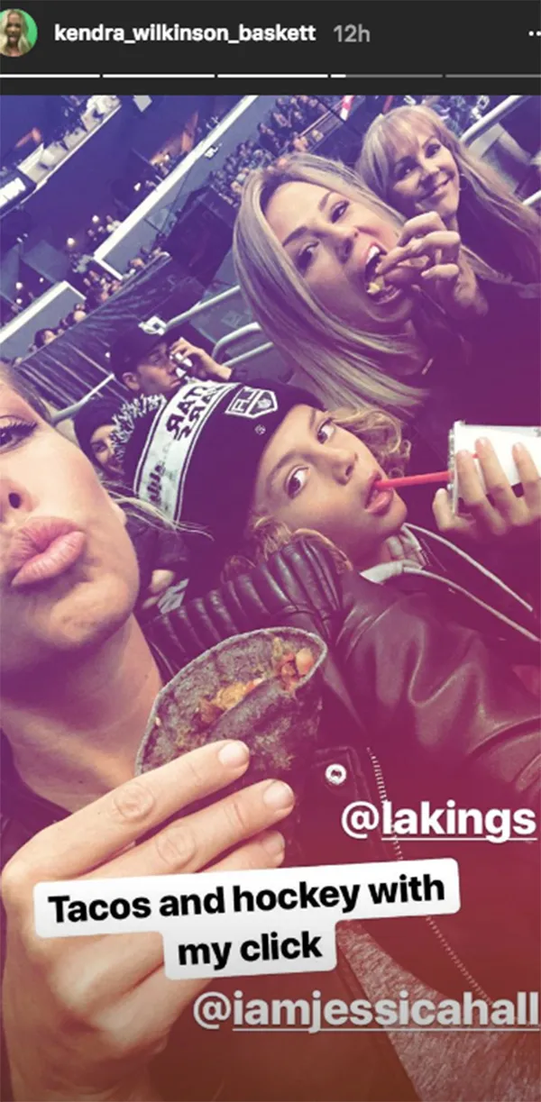 Kendra Wilkonson and son Hank attend basketball game