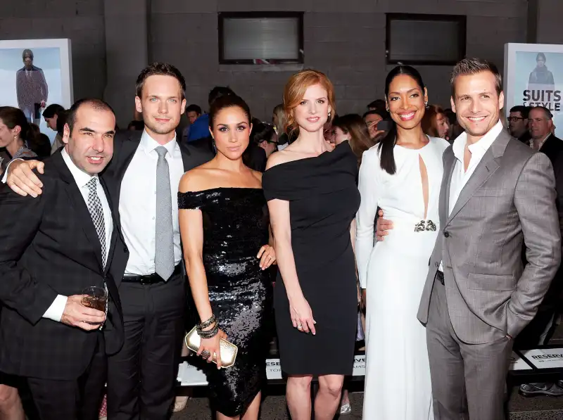 Rick Hoffman, Patrick J. Adams, Meghan Markle, Sarah Rafferty, Gina Torres and Gabriel Macht of Suits attend 2012 USA Network and Mr Porter.com Present "A Suits Story" in New York City.