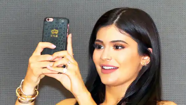 Kylie Jenner takes a selfie at Chadstone Shopping Centre in Melbourne, Australia.
