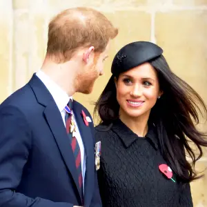 Prince Harry and Meghan Markle attend the Anzac Day service of Thanksgiving and Commemoration at Westminster Abbey on April 25, 2018 in London, England.