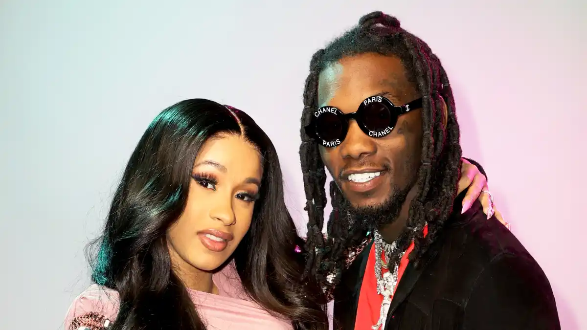 Cardi B and Offset backstage during the 2018 Premios Billboard de la Musica Latina at the Mandalay Bay Resort and Casino in Las Vegas, Nevada.