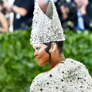Rihanna arrives for the 2018 Met Gala on May 7, 2018 at the Metropolitan Museum of Art in New York City.