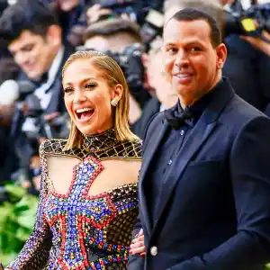 Jennifer Lopez and Alex Rodriguez attend the Heavenly Bodies: Fashion & The Catholic Imagination Costume Institute Gala at The Metropolitan Museum of Art on May 7, 2018 in New York City.