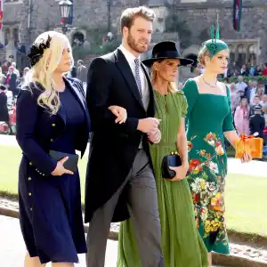 Eliza Spencer, Louis Spencer, Victoria Aitken and Kitty Spencer arrive for the wedding ceremony of Britain's Prince Harry and Meghan Markle at St George's Chapel, Windsor Castle on May 19, 2018 in Windsor, England.