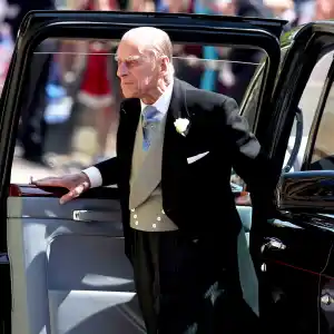 Prince Philip, Duke of Edinburgh arrive for the wedding ceremony of Britain's Prince Harry and US actress Meghan Markle at St George's Chapel, Windsor Castle on May 19, 2018 in Windsor, England.