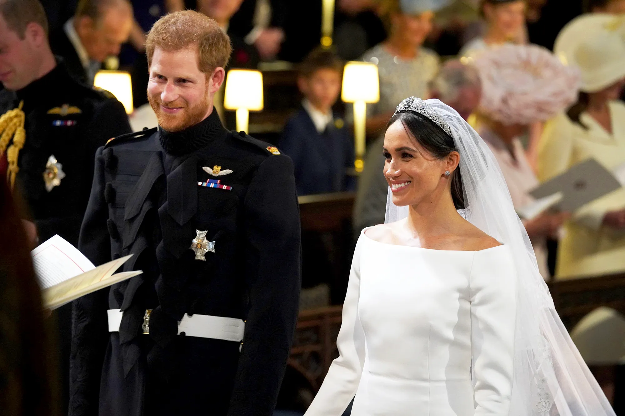 Prince Harry and Meghan Markle at St George's Chapel, Windsor Castle on May 19, 2018 in Windsor, England.