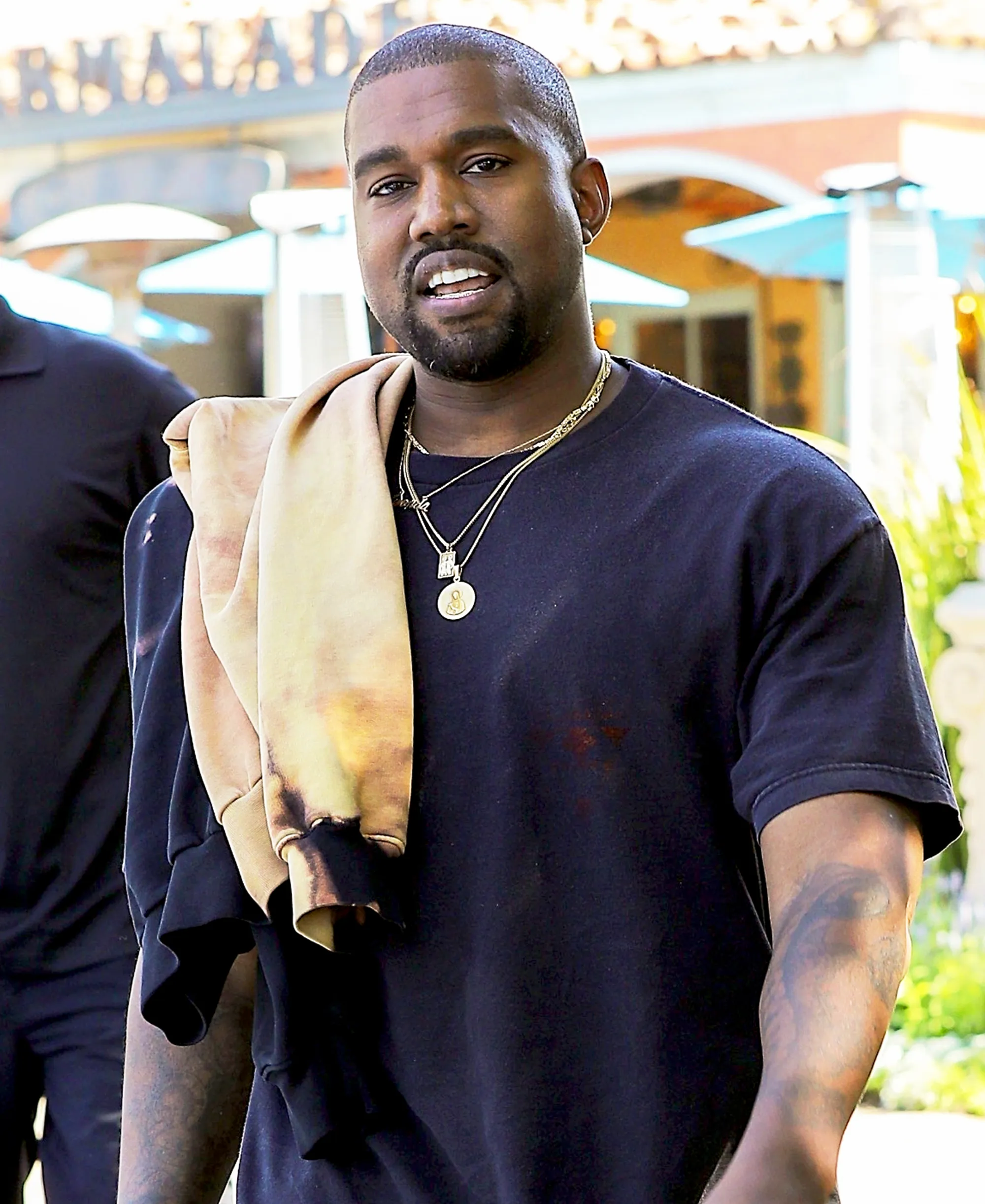 Kanye West steps out in Calabasas, California on July 18, 2017.