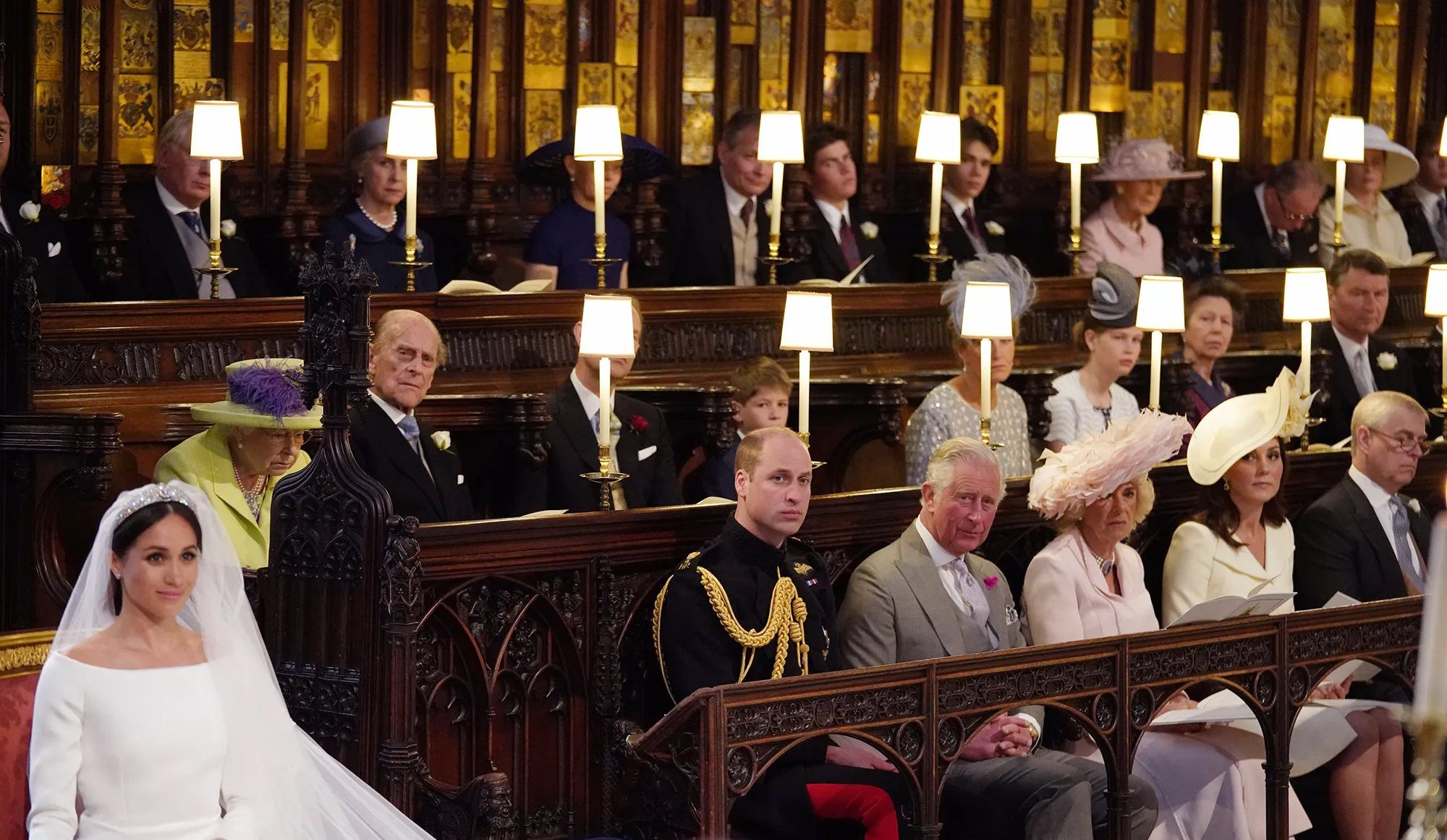 Britain's Prince Harry Meghan Markle (L) in St George's Chapel, Windsor Castle for her wedding to Britain's Prince Harry