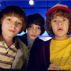 Noah Schnapp, Finn Wolfhard, Gaten Matarazzo and Caleb Mclaughlin in ‘Stranger Things‘ Season 2