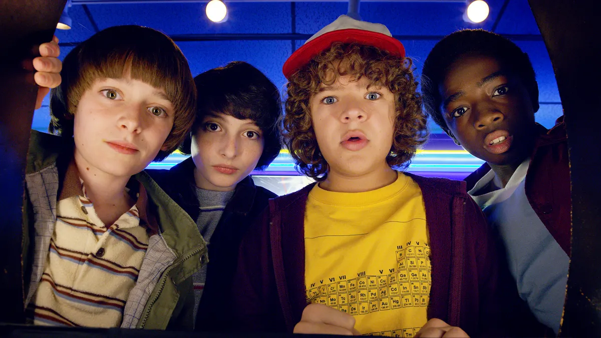 Noah Schnapp, Finn Wolfhard, Gaten Matarazzo and Caleb Mclaughlin in ‘Stranger Things‘ Season 2