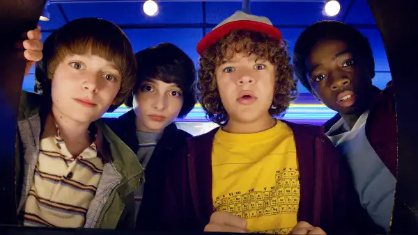 Noah Schnapp, Finn Wolfhard, Gaten Matarazzo and Caleb Mclaughlin in ‘Stranger Things‘ Season 2
