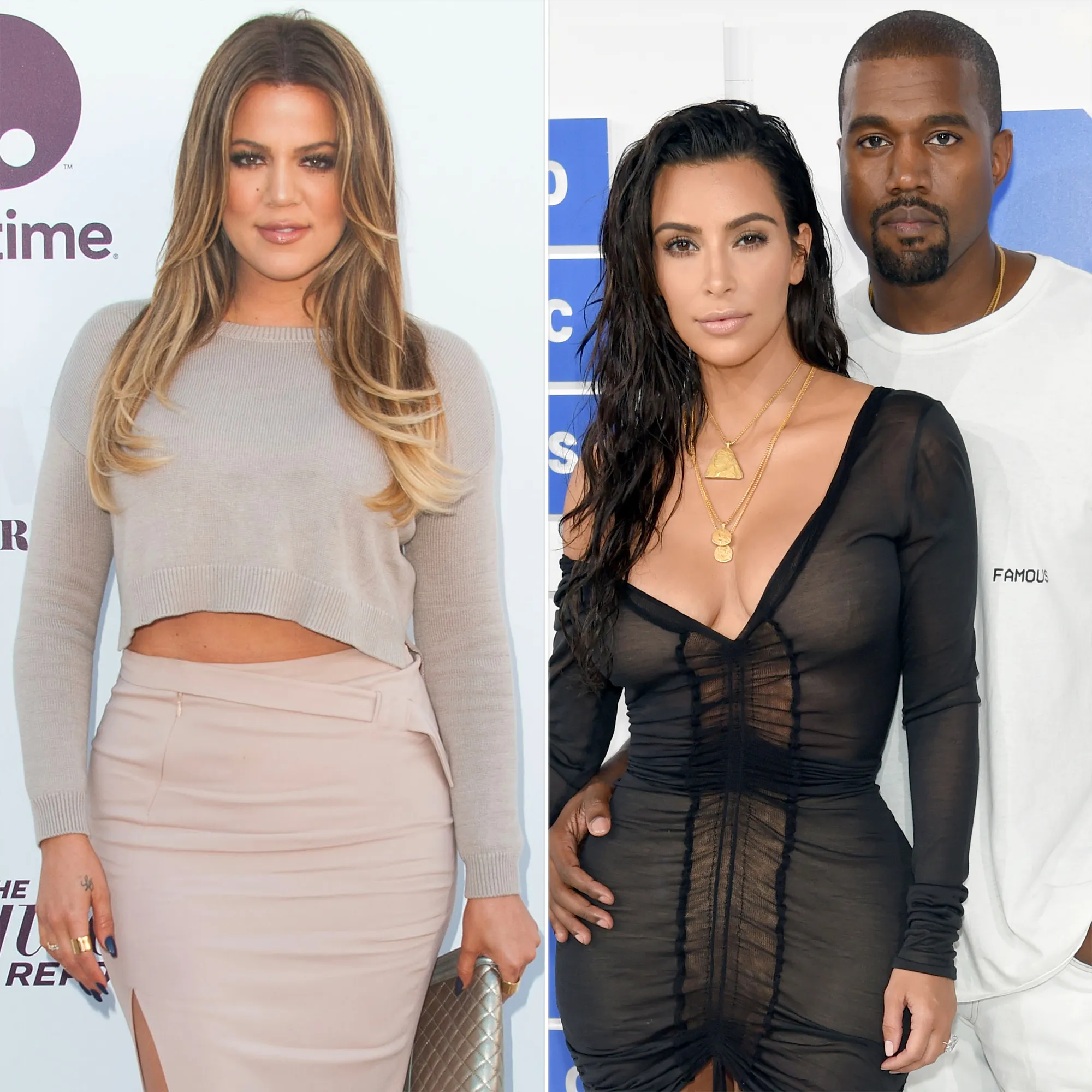Khloe Kardashian, Kim Kardashian West and Kanye West