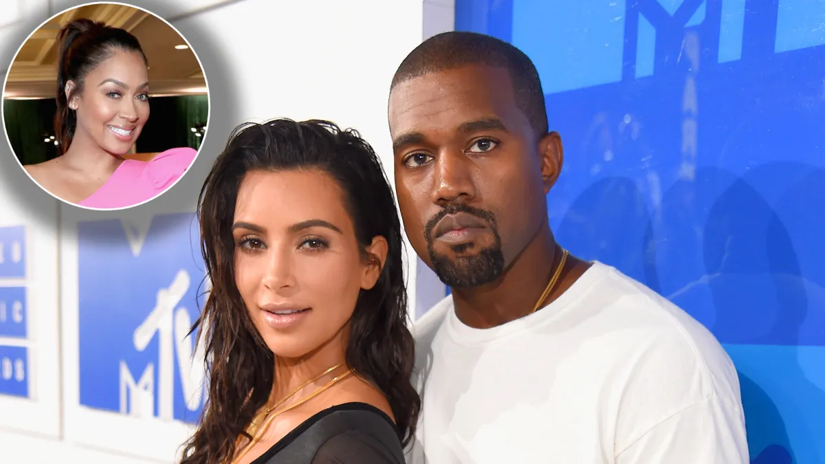 Kim and Kanye West with LaLa Anthony