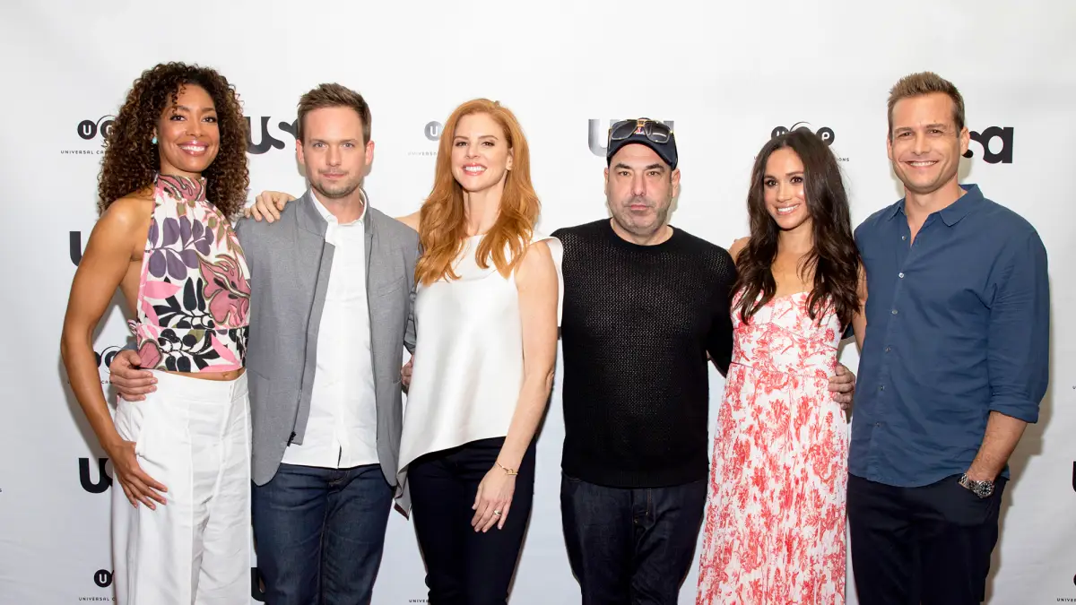 ‘Suits‘ stars Gina Torres, Patrick J. Adams, Sarah Rafferty, Rick Hoffman, Meghan Markle and Gabriel Macht attend 2017 Script Reading Presented by USA Network.