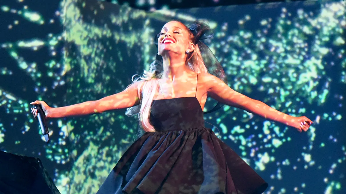 Ariana Grande performs during the 2018 Billboard Music Awards at the MGM Grand in Las Vegas, Nevada.