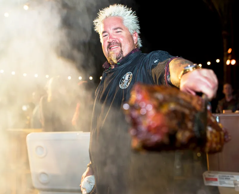 Guy Fieri grilling at the 2016 Food Network & Cooking Channel South Beach Wine & Food 2016 Festival Presented By FOOD & WINE at Surfcomber Hotel in Miami Beach, Florida.