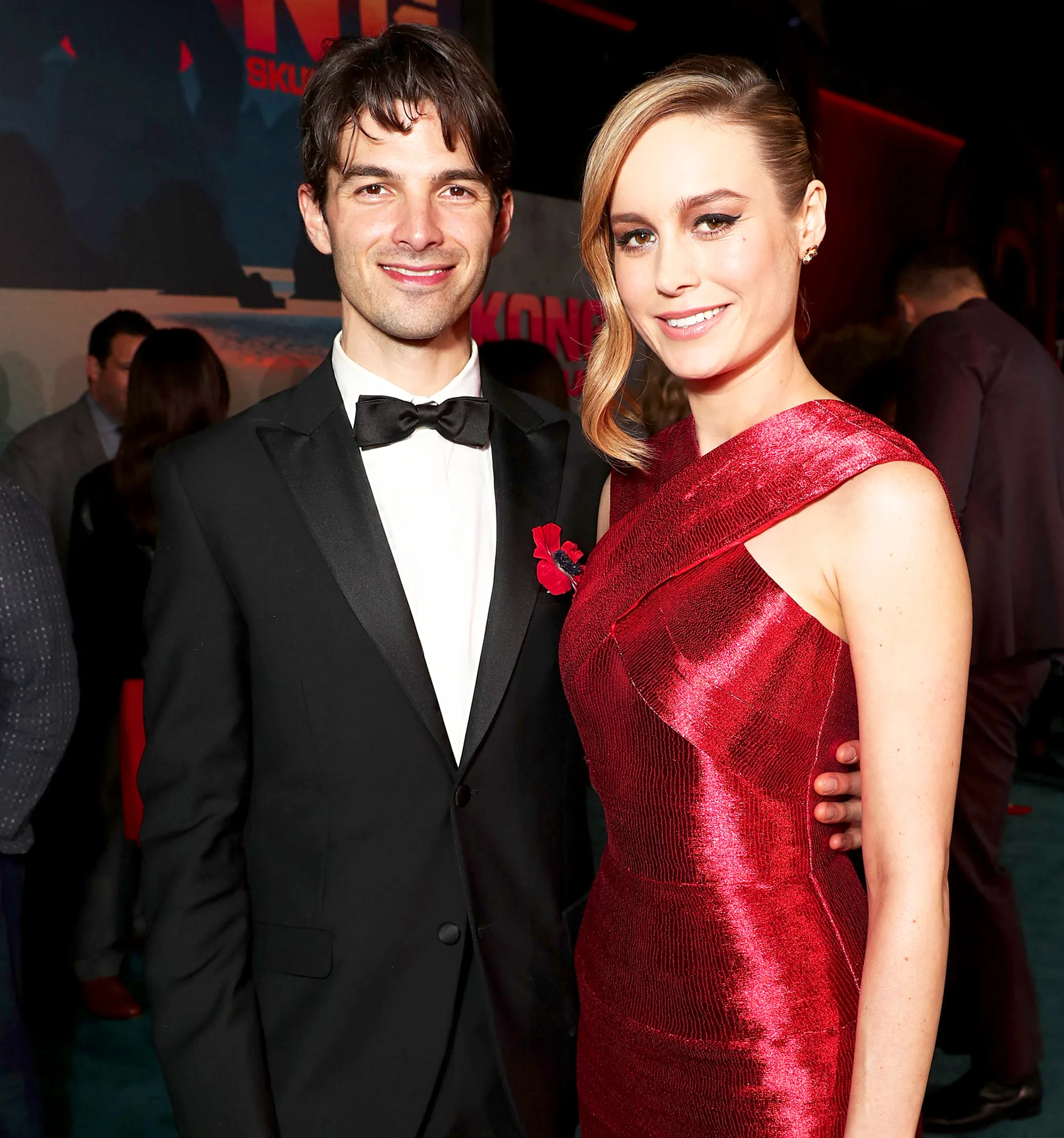 Alex Greenwald and Brie Larson attend the 2017 premiere of Warner Bros. Pictures' "Kong: Skull Island" at Dolby Theatre in Hollywood, California.