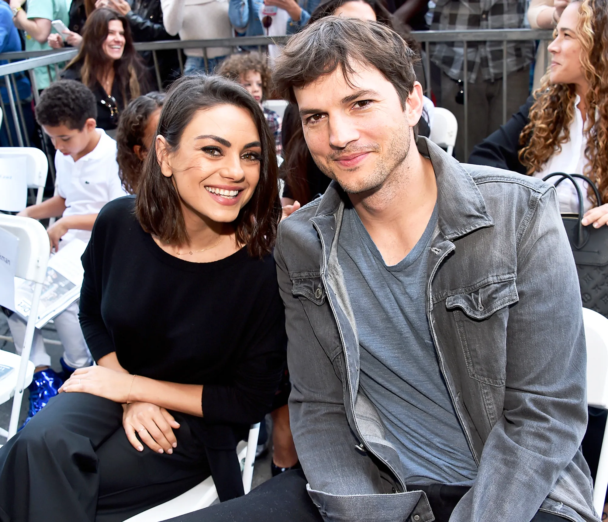 Mila Kunis and Ashton Kutcher at the Walk of Fame Star Ceremony on May 3, 2018 in Hollywood, California.