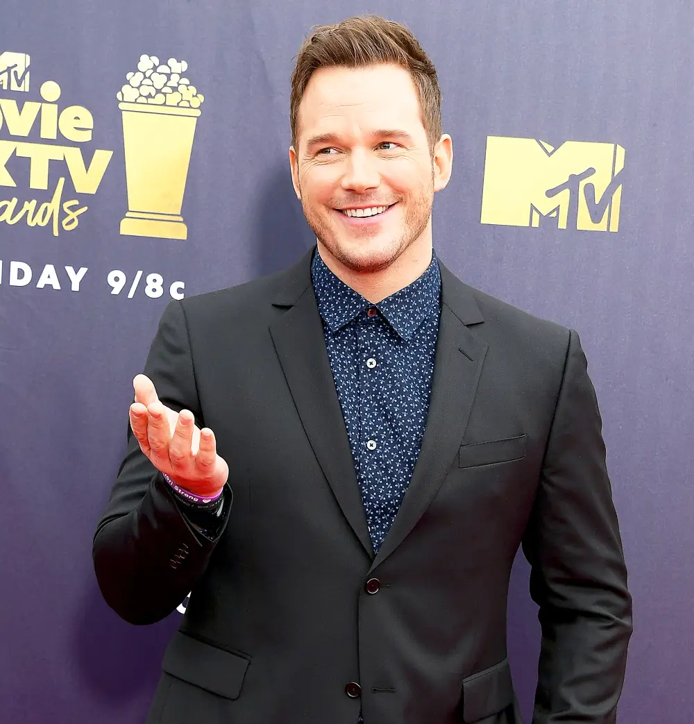 Chris Pratt arrives at the 2018 MTV Movie And TV Awards at Barker Hangar in Santa Monica, California.