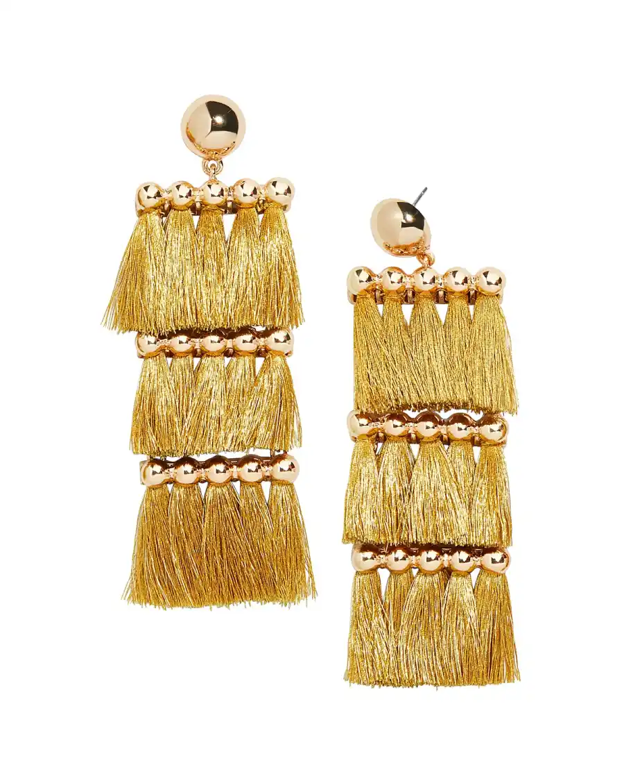 yellow gold tassel earrings