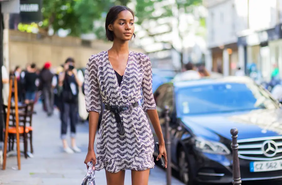 model in minidress