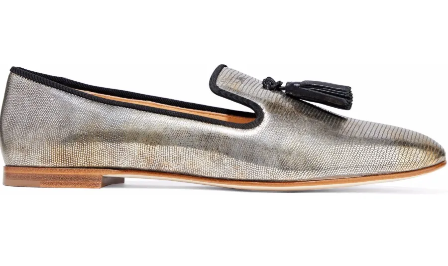 Giuseppe Zanotti Dalila Metallic Lizard-Effect Leather Slippers