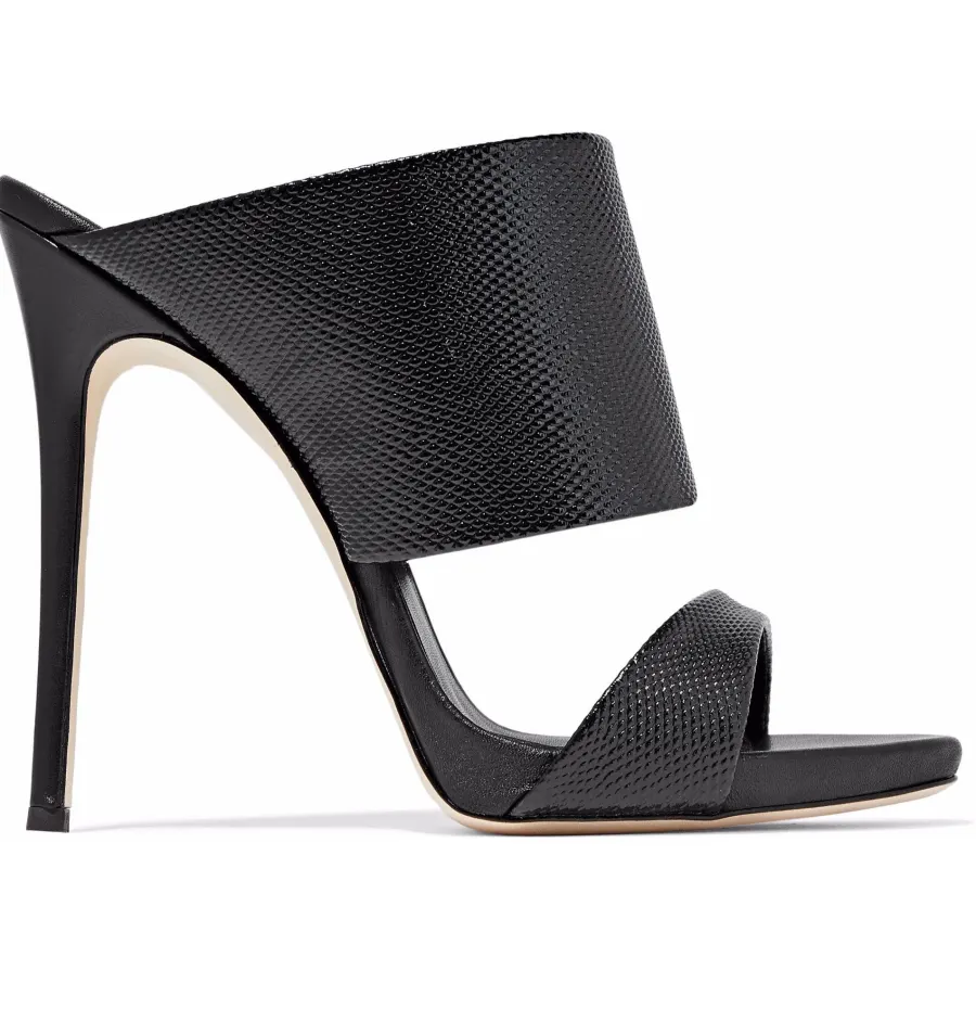 Giuseppe Zanotti Glossed Snake-Effect Leather Mules