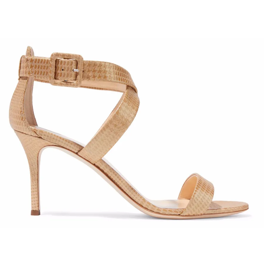 Giuseppe Zanotti Metallic Houndstooth Jacquard Sandals