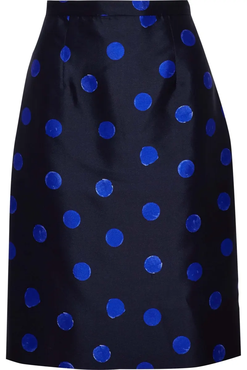 Oscar De La Renta Polka-dot silk and cotton-blend faille pencil skirt