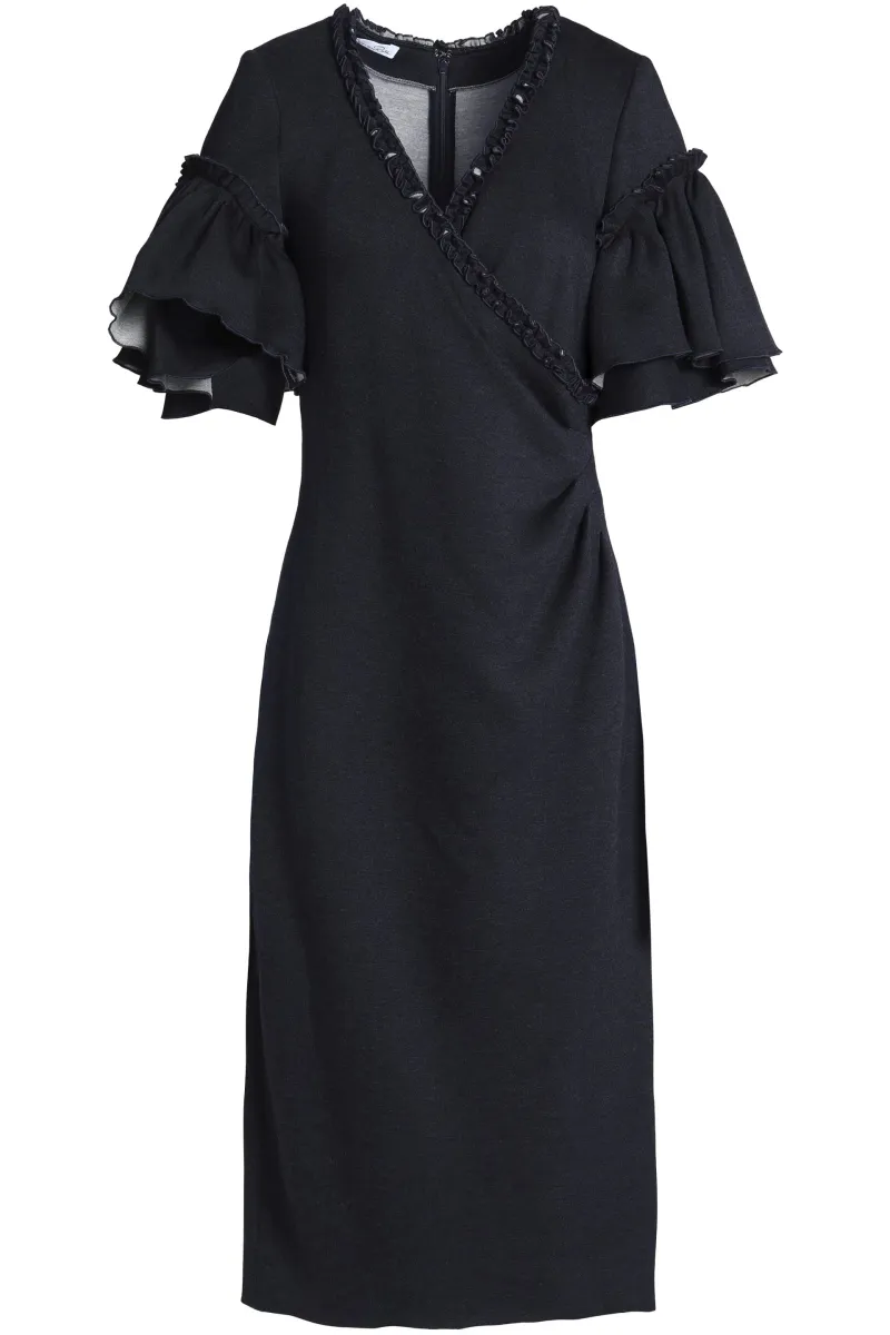Oscar de la Renta Ruffled Cady Wrap-effect Dress