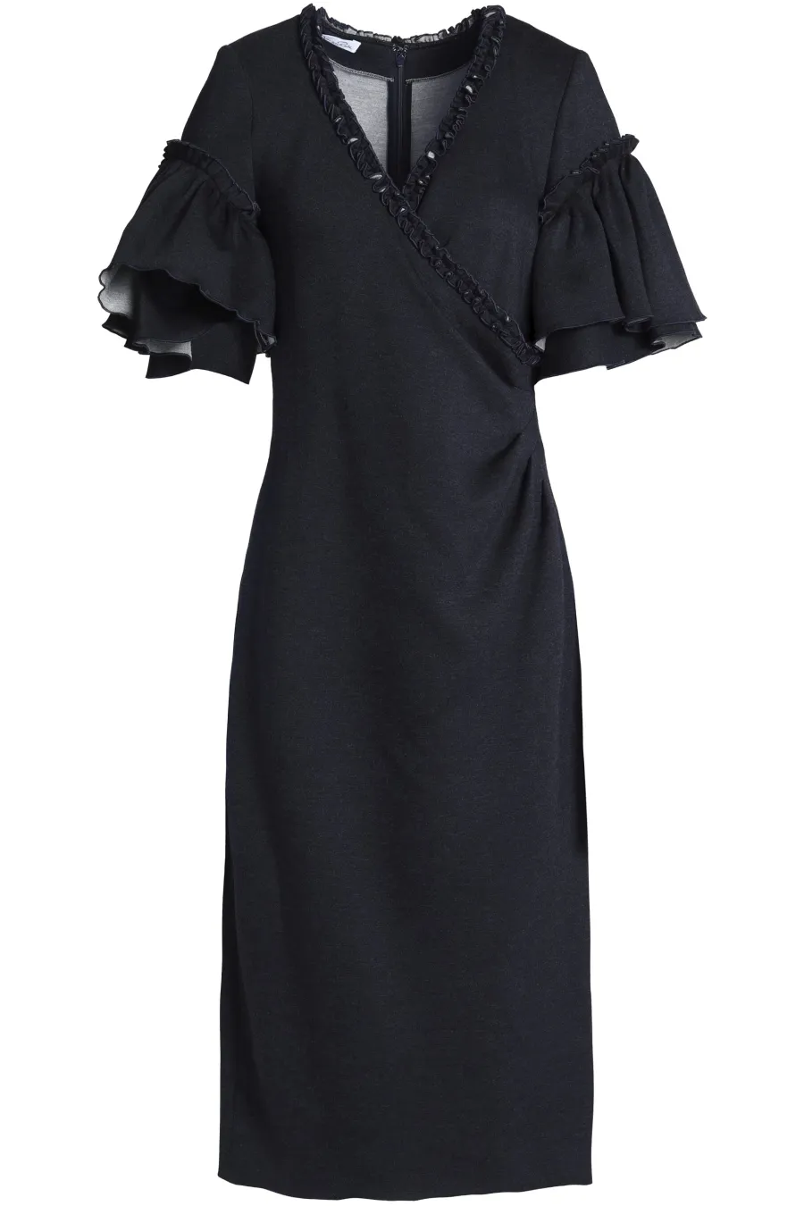 Oscar de la Renta Ruffled Cady Wrap-effect Dress