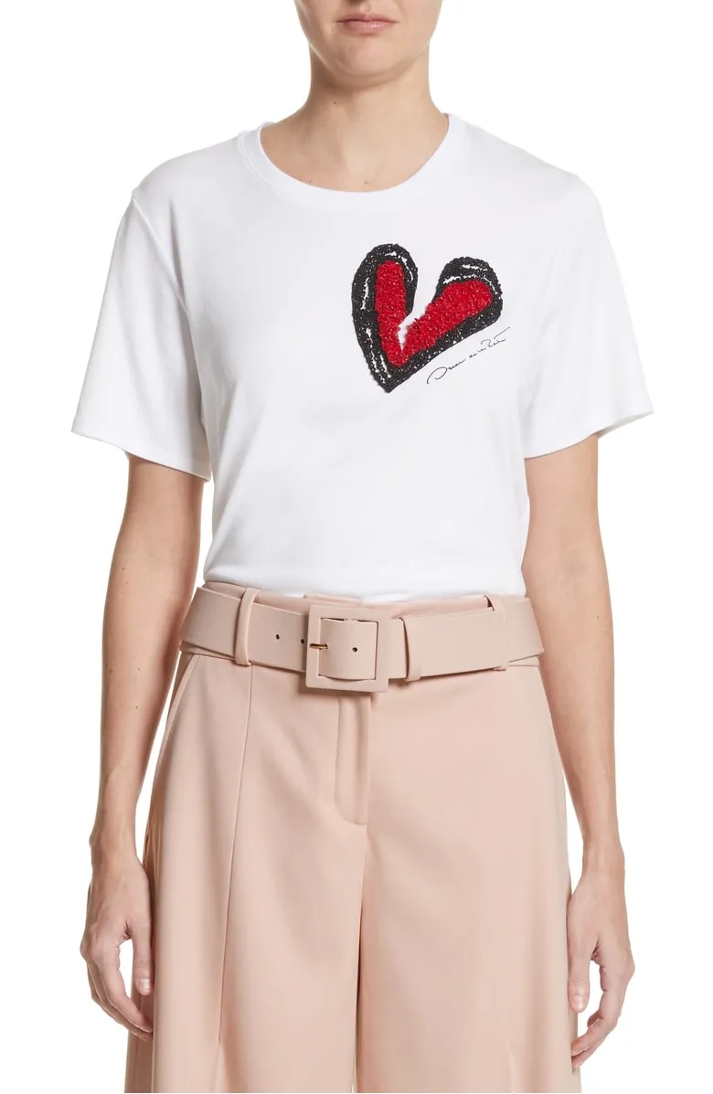 Oscar de la renta Heartbreaker Embellished Tee