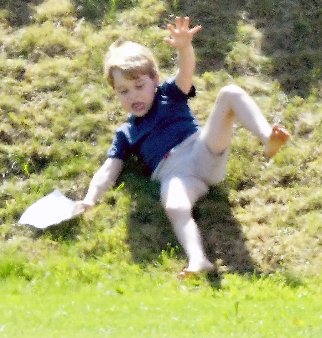 Savannah Phillips Pushes Prince George Down Hill