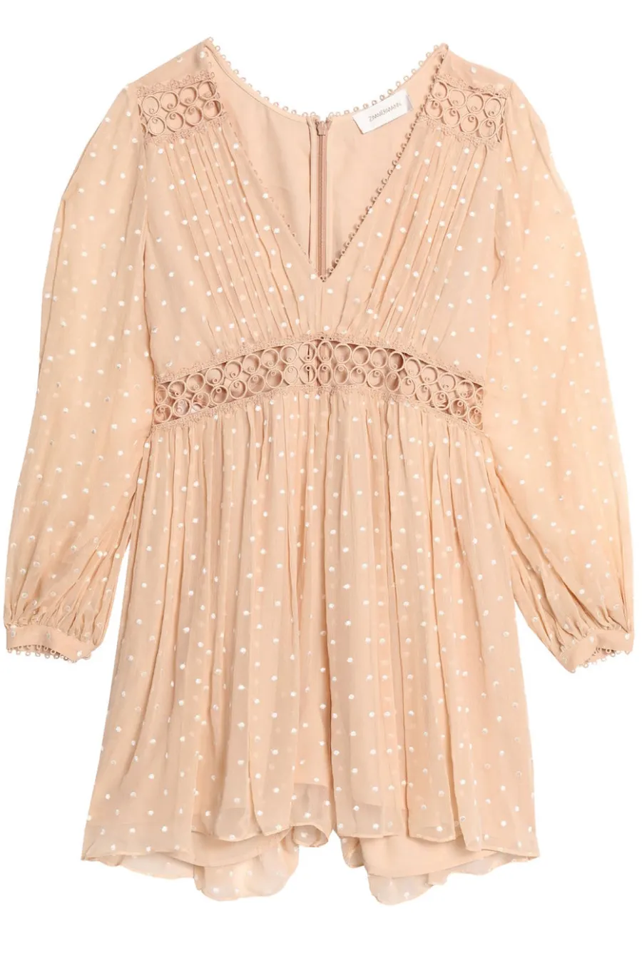 Zimmerman Guipure Lace-Trimmed Swiss-Dot Silk-Georgette Playsuit