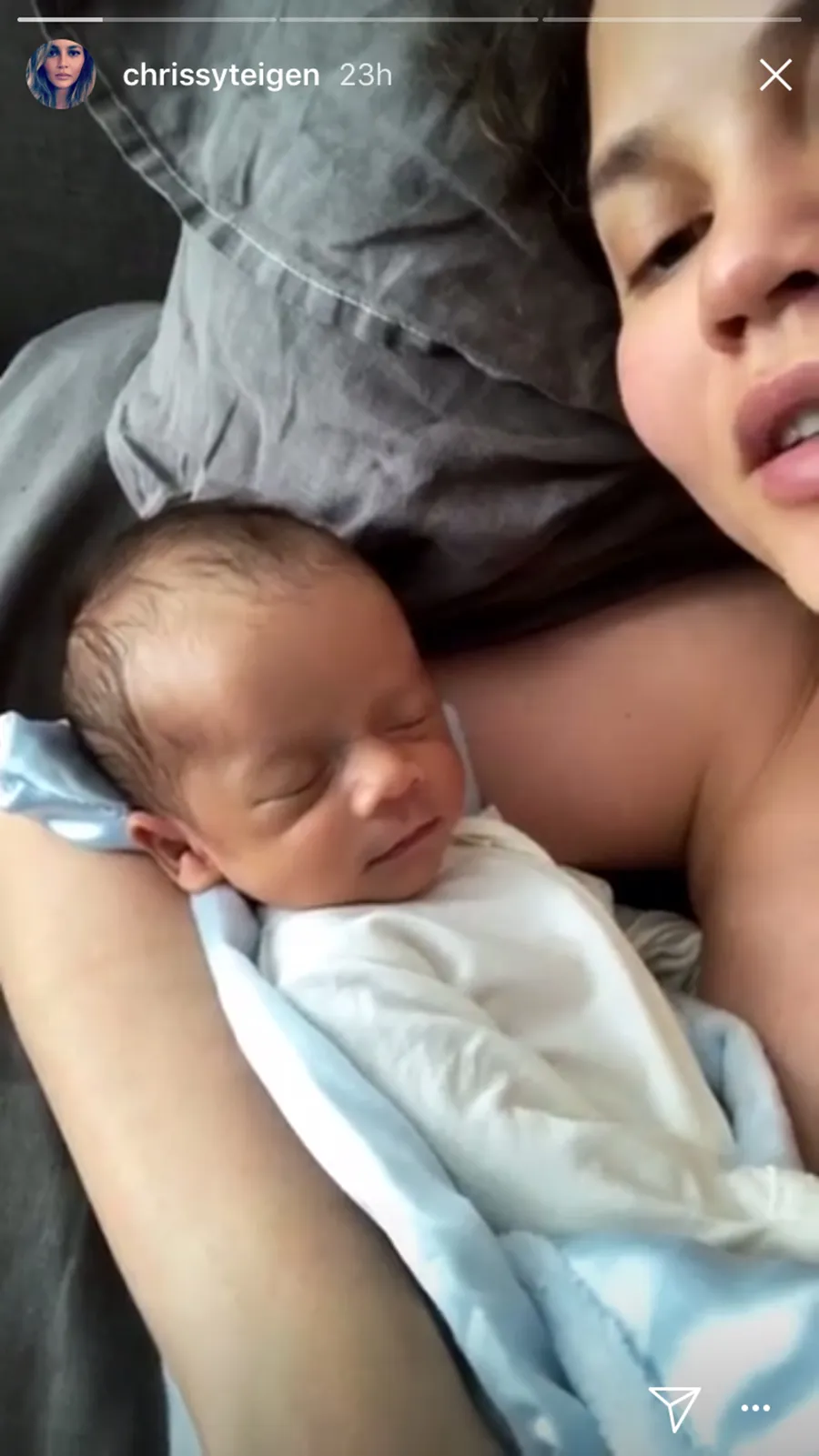 Chrissy Teigen and her son, Miles.