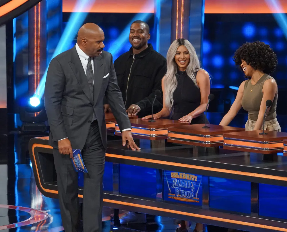 Kanye West and Kim Kardashian West appear on 'Celebrity Family Feud.'