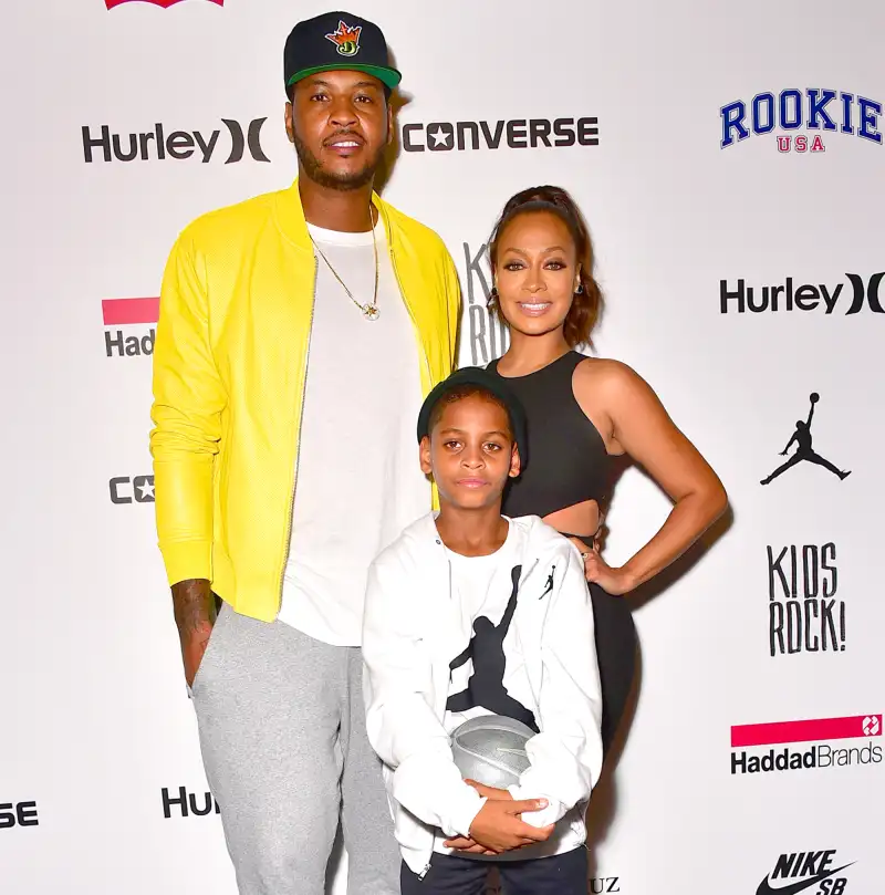 Carmelo Anthony, his wife La La Anthony and son Kiyan Anthony