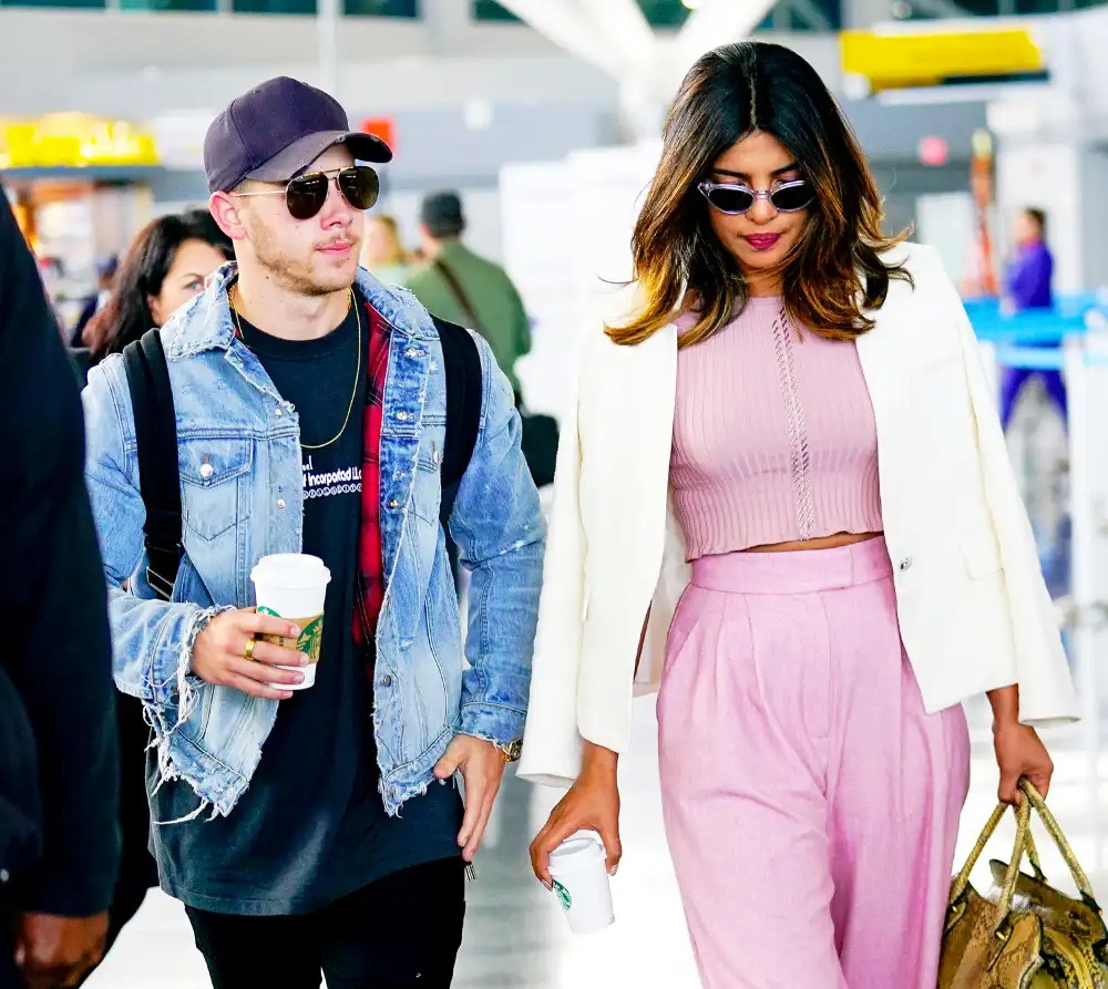 Nick Jonas and Priyanka Chopra at JFK airport on June 8, 2018 in New York City.