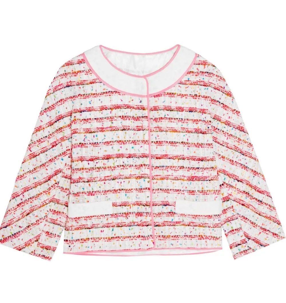 BOUTIQUE MOSCHINO Lace and Grosgrain-Trimmed Bouclé-Tweed Jacket