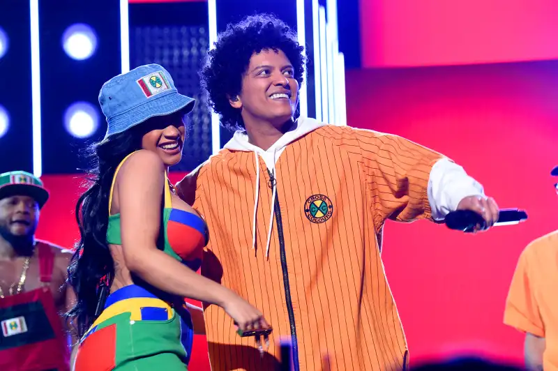 Recording artists Cardi B and Bruno Mars