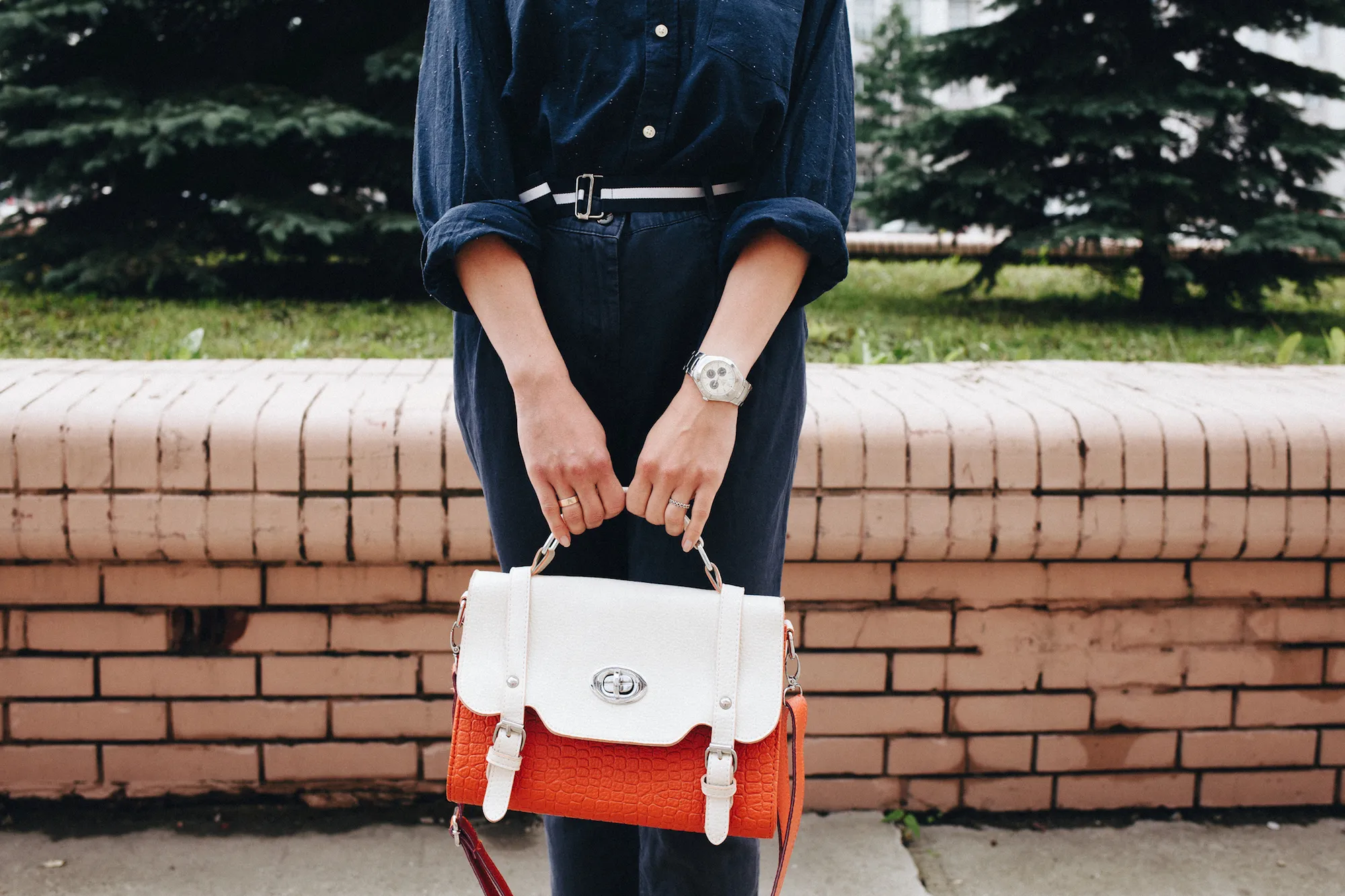 Woman wearing stylish watch