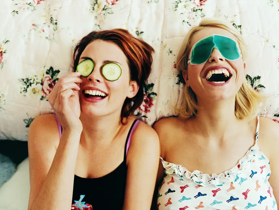 Girls wearing eye masks