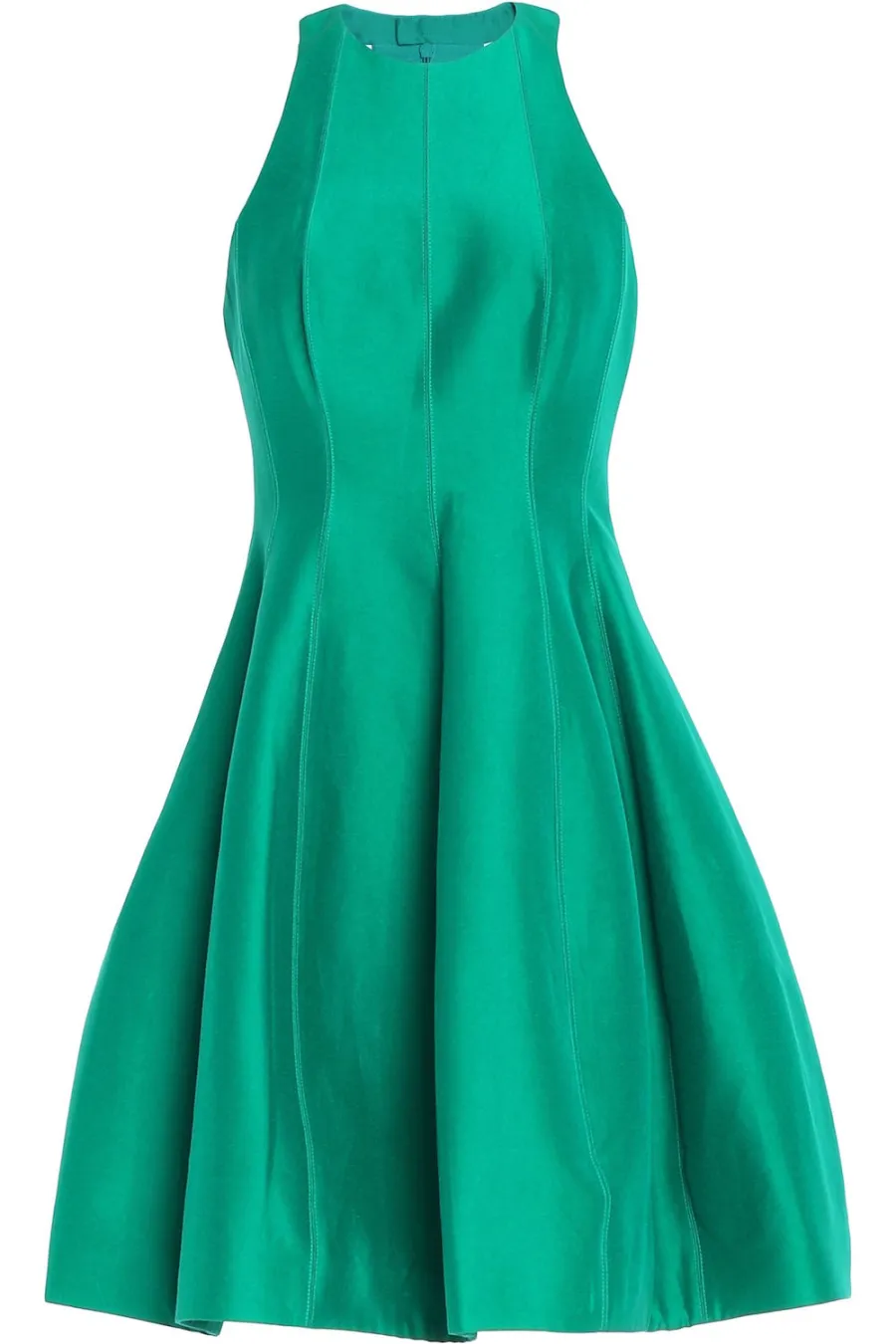 HALSTON HERITAGE Pleated Cotton and Silk-Blend Duchesse-Satin Mini Dress