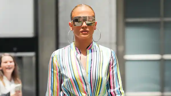 jennifer lopez rainbow stripe top