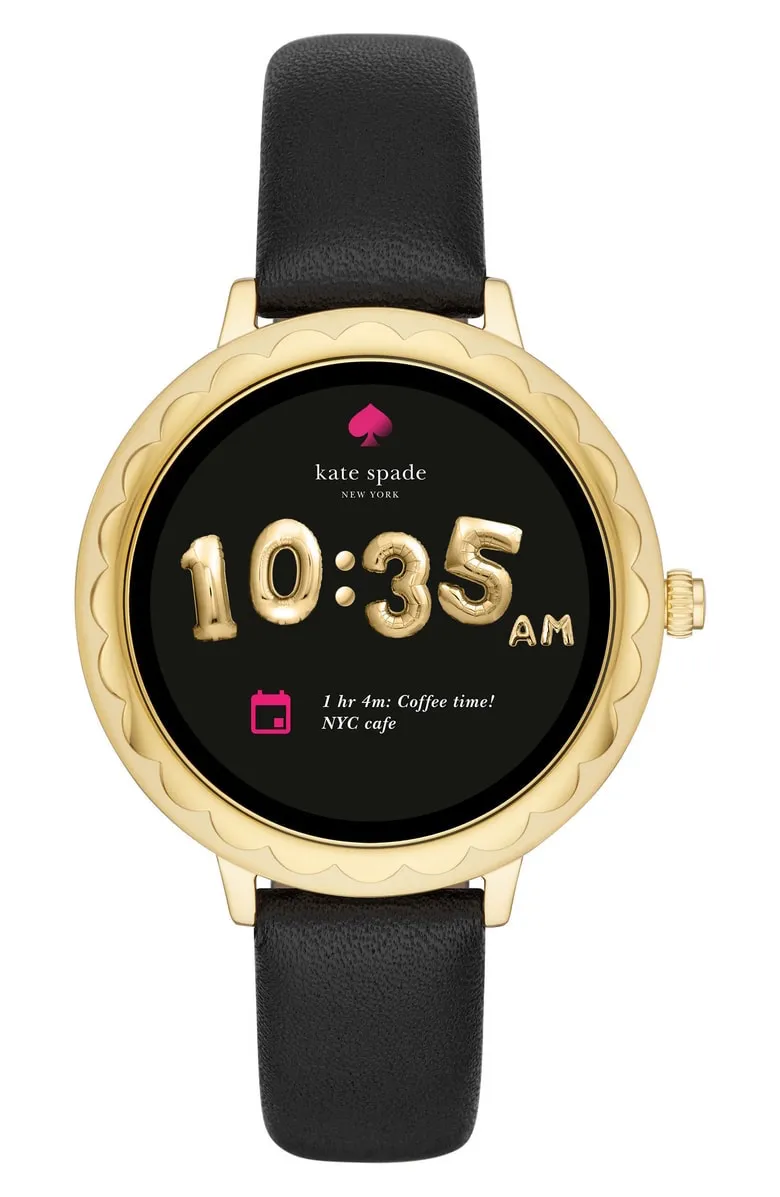 Kate Spade New York Scallop Leather Strap Touchscreen Smart Watch