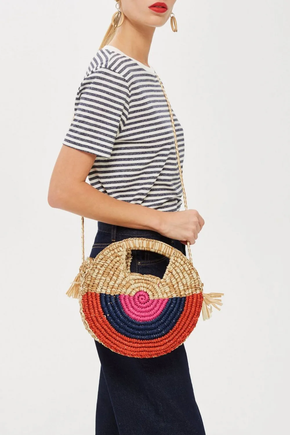 straw circle tote bag crossbody topshop