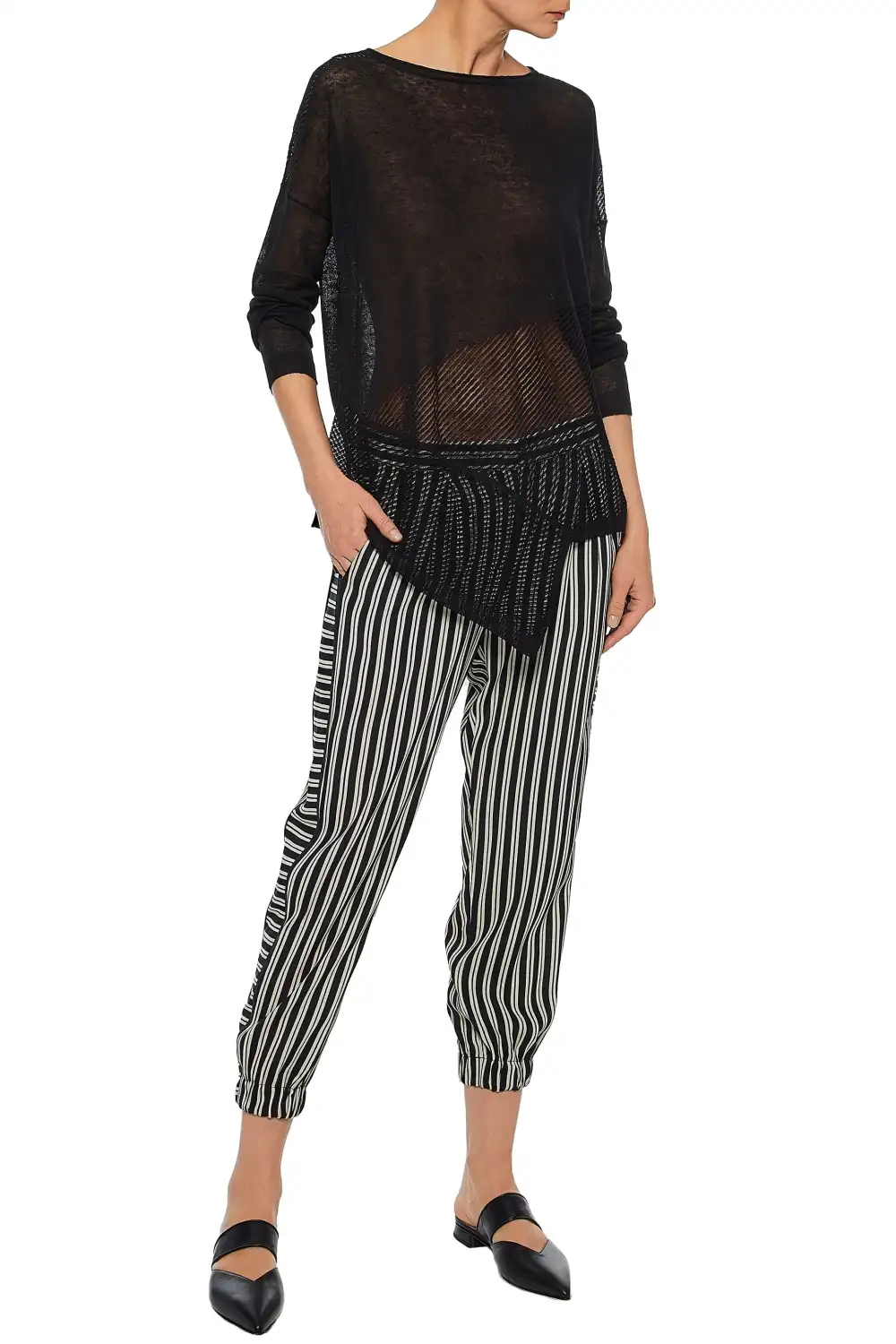 black knit top asymmetric iris and ink