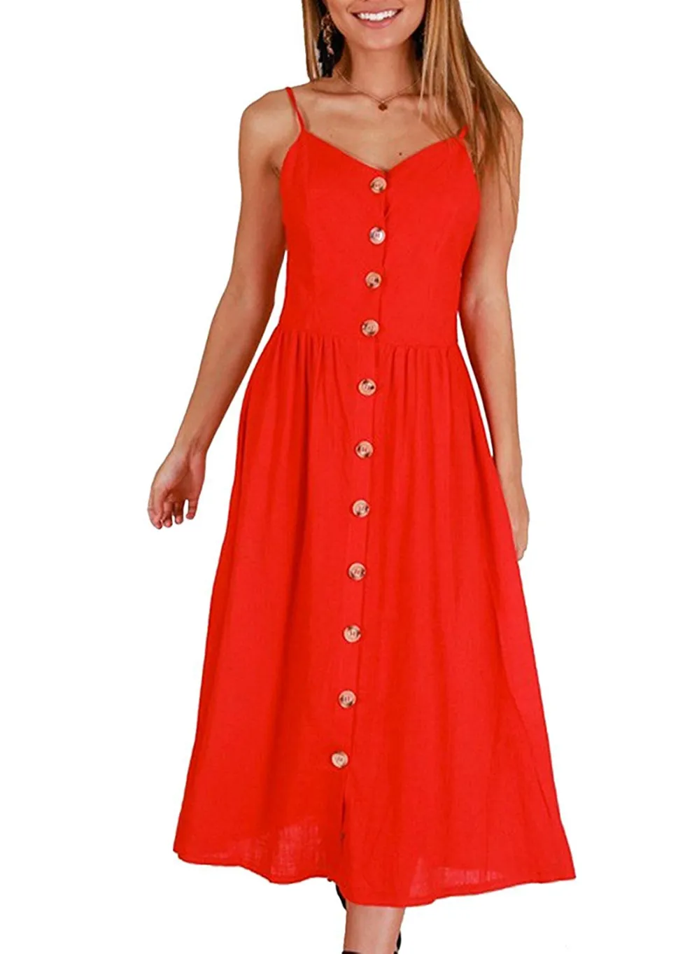 red sun dress with pockets